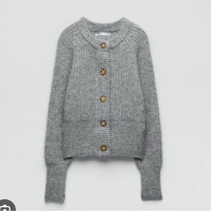 ZARA Grey Ribbed Knit Sweater 9598/151 Medium
